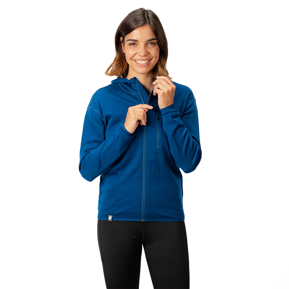 100% Merino Sport Hoodie mit Zip Damen - 230g/m2