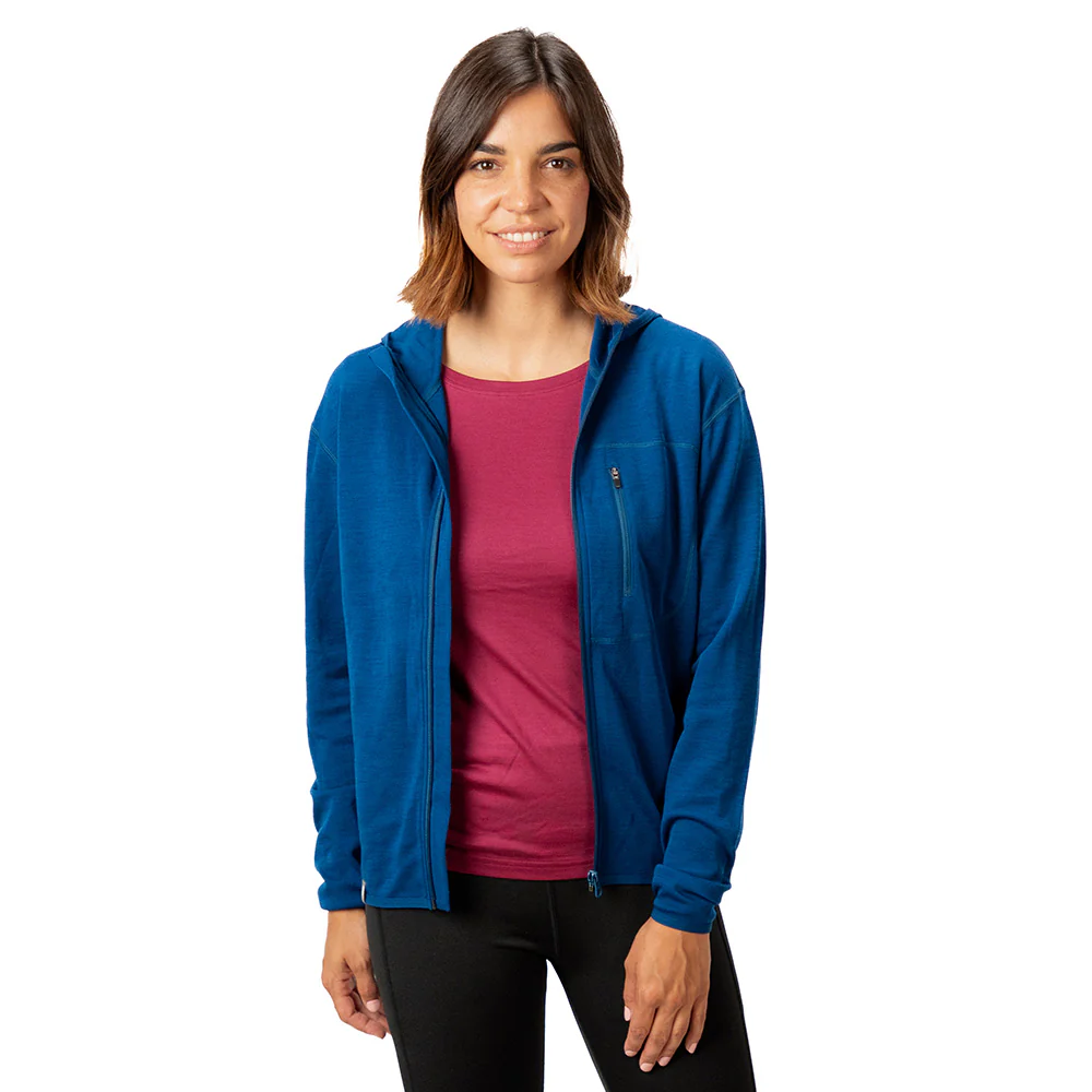 100% Merino Sport Hoodie mit Zip Damen - 230g/m2 - Image 2